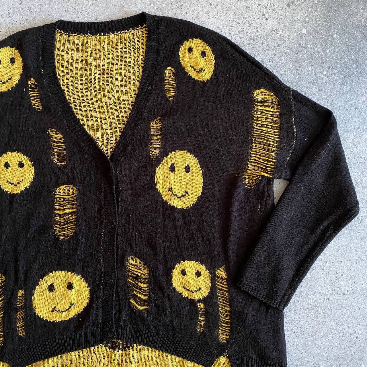 Seditionaries Amazing Distressed Smiley Face Sweater (kapital style) Size US M / EU 48-50 / 2 - 3 Thumbnail