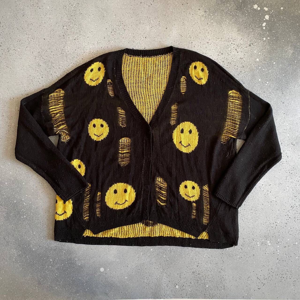 Seditionaries Amazing Distressed Smiley Face Sweater (kapital style) Size US M / EU 48-50 / 2 - 1 Thumbnail