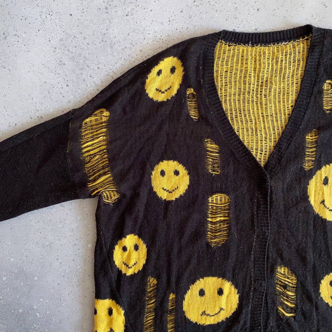 Seditionaries Amazing Distressed Smiley Face Sweater (kapital style) Size US M / EU 48-50 / 2 - 4 Thumbnail