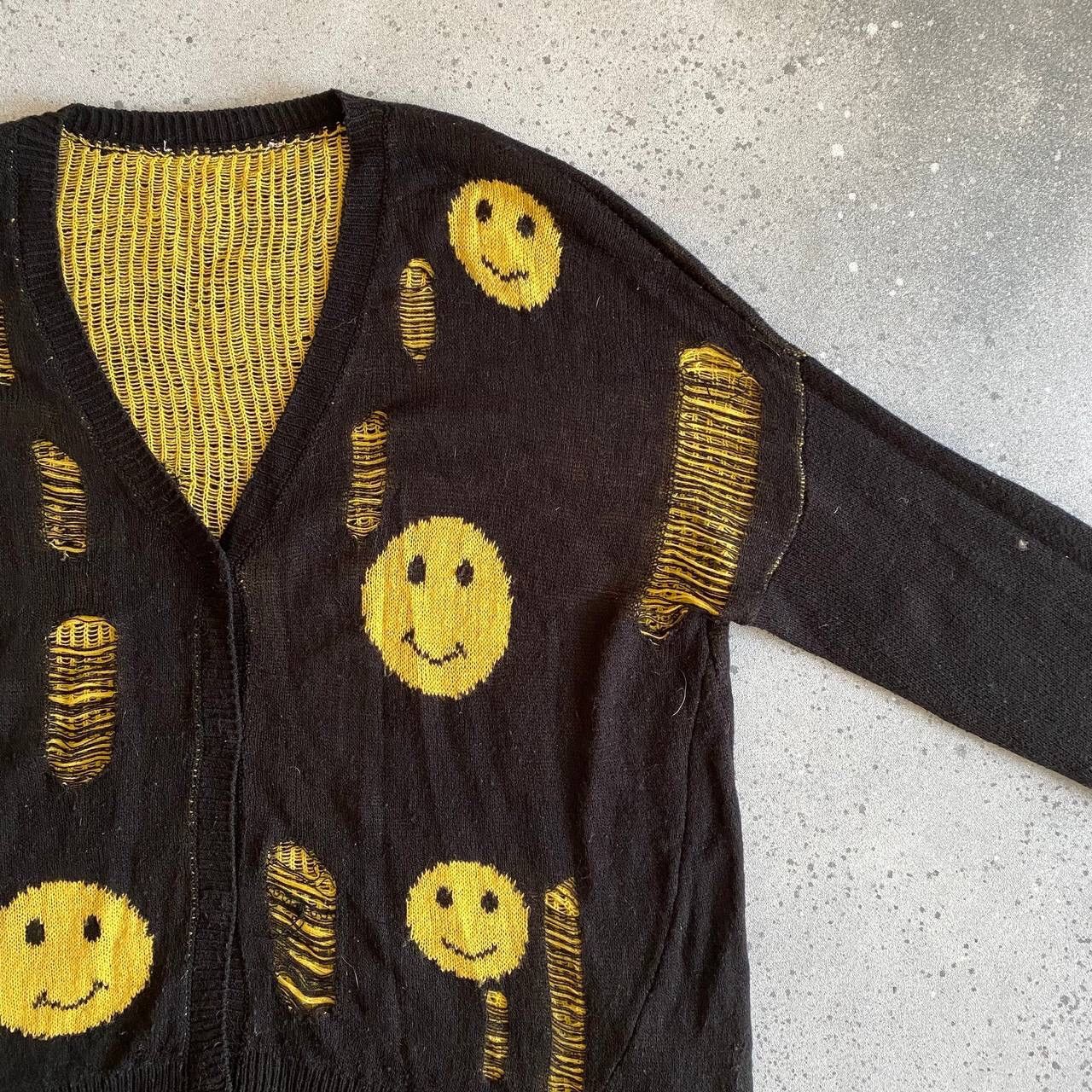 Seditionaries Amazing Distressed Smiley Face Sweater (kapital style) Size US M / EU 48-50 / 2 - 5 Thumbnail