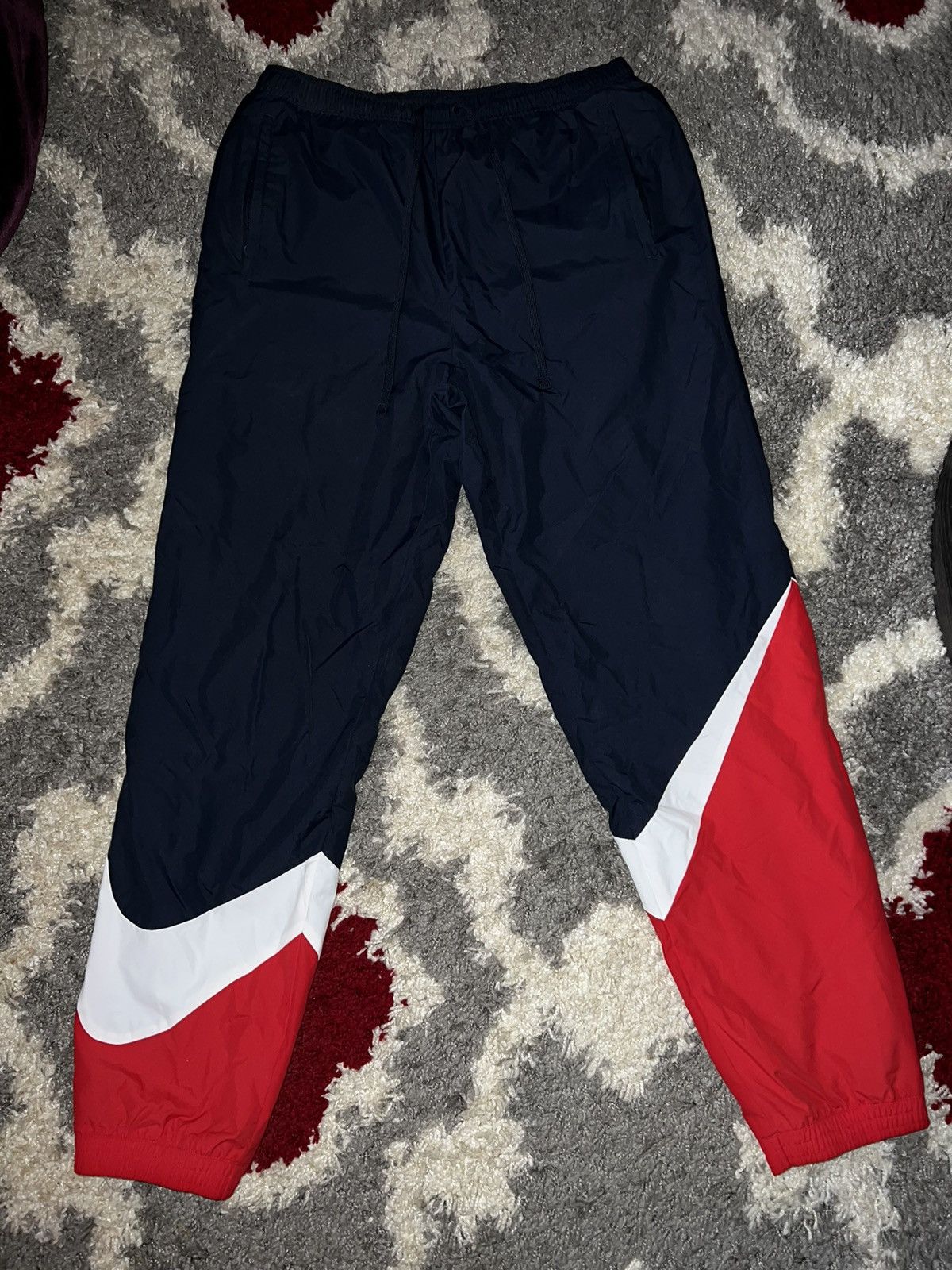 image of Kith X Nike Take Flight Big Swoosh Sweats in Red White Blue, Men's (Size 31)