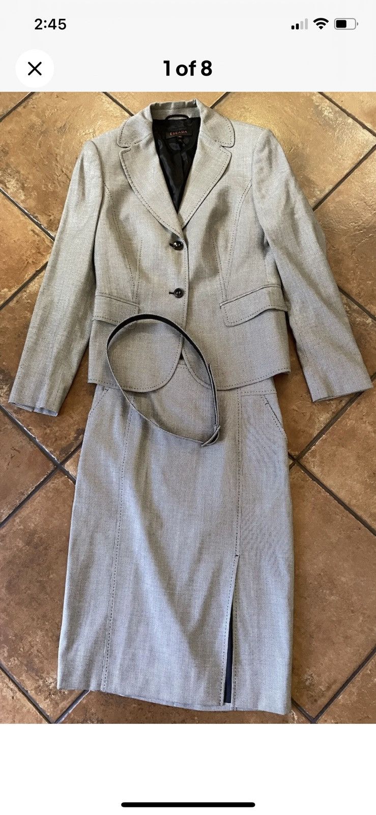 Pick Stitch Pencil Skirt Suit