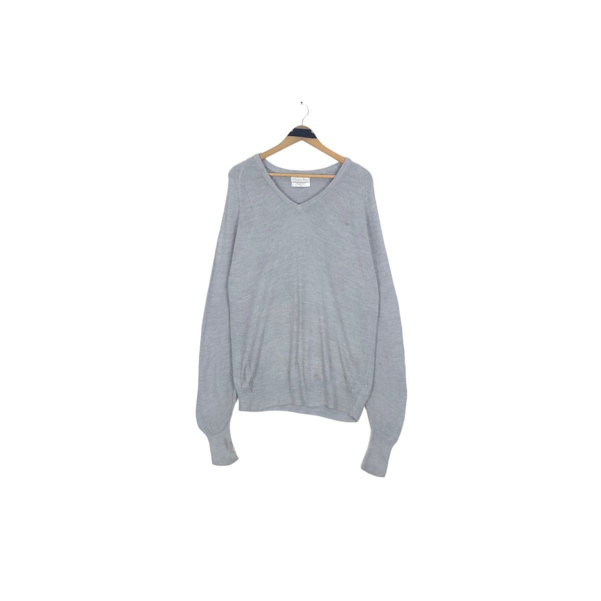 Dior Vintage 90s Christian Dior Acrylic V-Neck Jumper Sweatshirt Size XL / US 12-14 / IT 48-50 - 2 Thumbnail