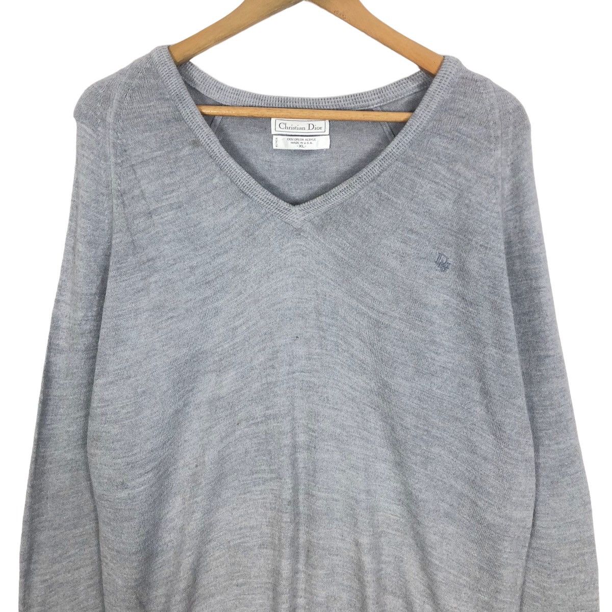 Dior Vintage 90s Christian Dior Acrylic V-Neck Jumper Sweatshirt Size XL / US 12-14 / IT 48-50 - 6 Thumbnail