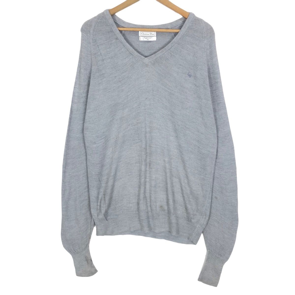 Dior Vintage 90s Christian Dior Acrylic V-Neck Jumper Sweatshirt Size XL / US 12-14 / IT 48-50 - 1 Thumbnail