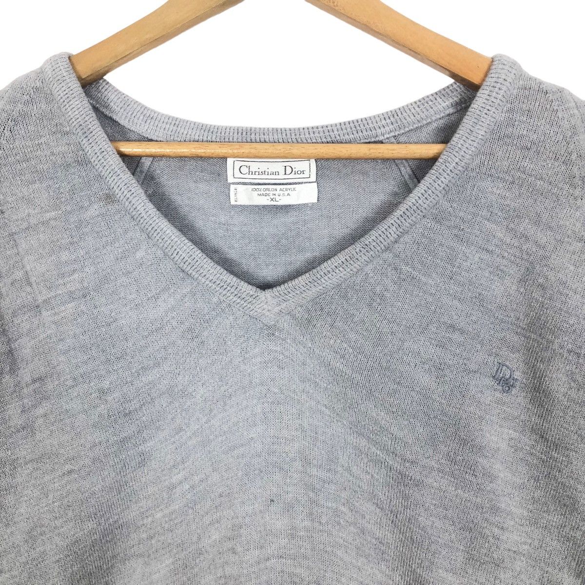 Dior Vintage 90s Christian Dior Acrylic V-Neck Jumper Sweatshirt Size XL / US 12-14 / IT 48-50 - 8 Thumbnail
