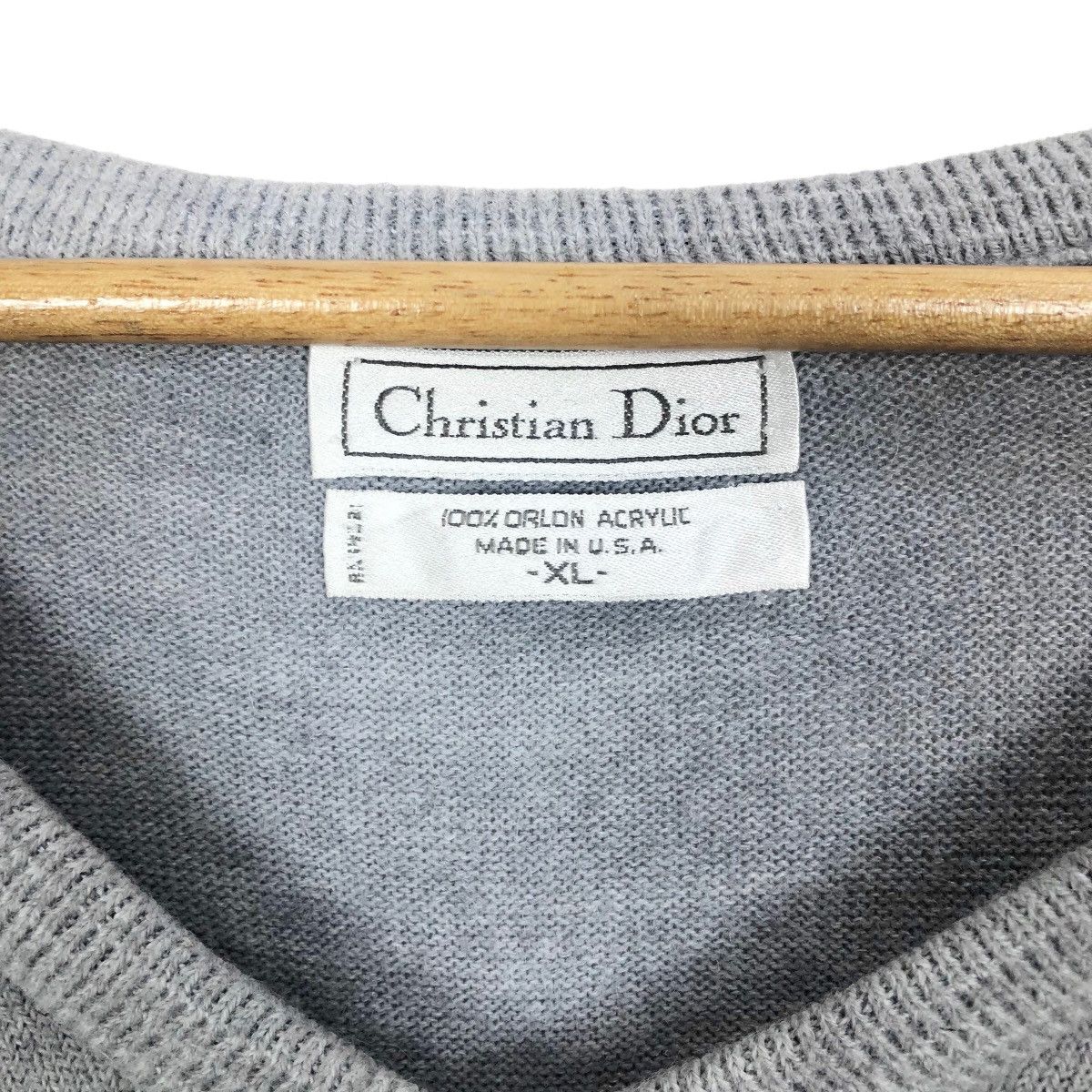 Dior Vintage 90s Christian Dior Acrylic V-Neck Jumper Sweatshirt Size XL / US 12-14 / IT 48-50 - 9 Thumbnail