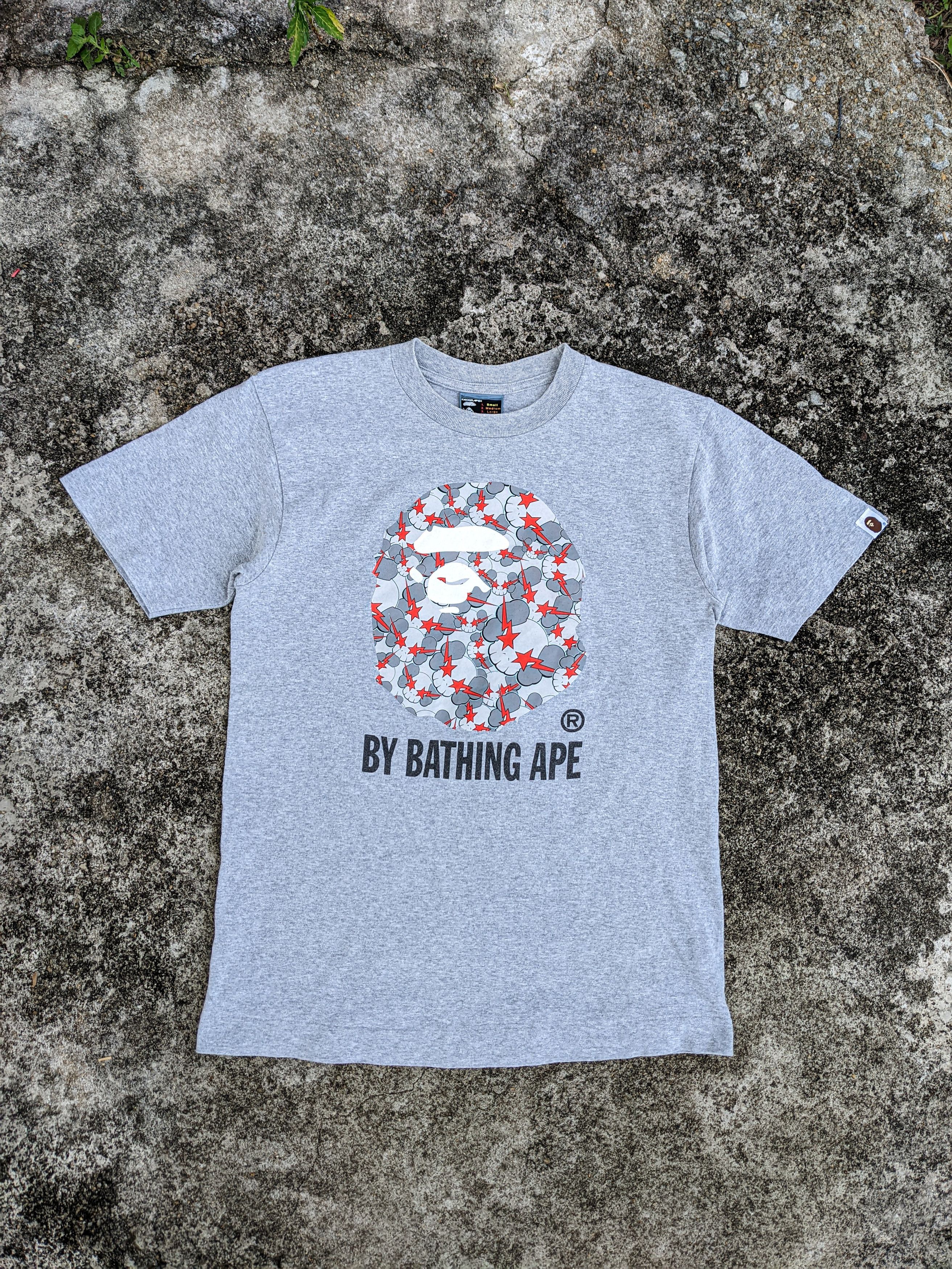 image of Bape x Kaws By Bathing Ape Tee in Grey, Men's (Size Small)