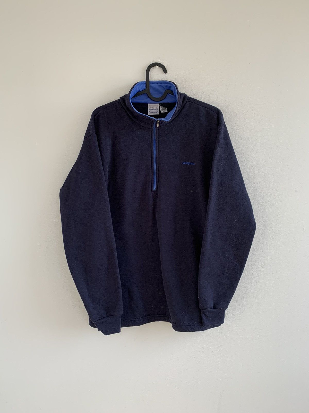 Patagonia × Vintage Vintage 90s Patagonia Capilene Navy Half Zip Sweater USA Size US L / EU 52-54 / 3 - 1 Thumbnail