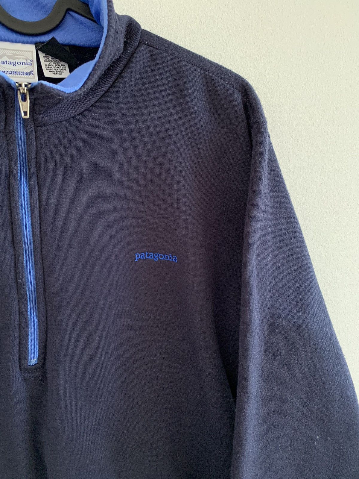Patagonia × Vintage Vintage 90s Patagonia Capilene Navy Half Zip Sweater USA Size US L / EU 52-54 / 3 - 3 Thumbnail
