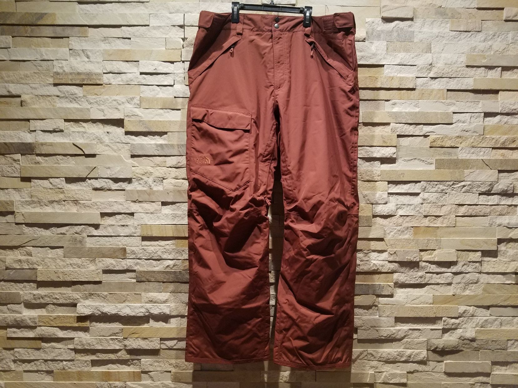 North Face XL Mens Red Ski Snowboard Snow Pants Bibs Suit