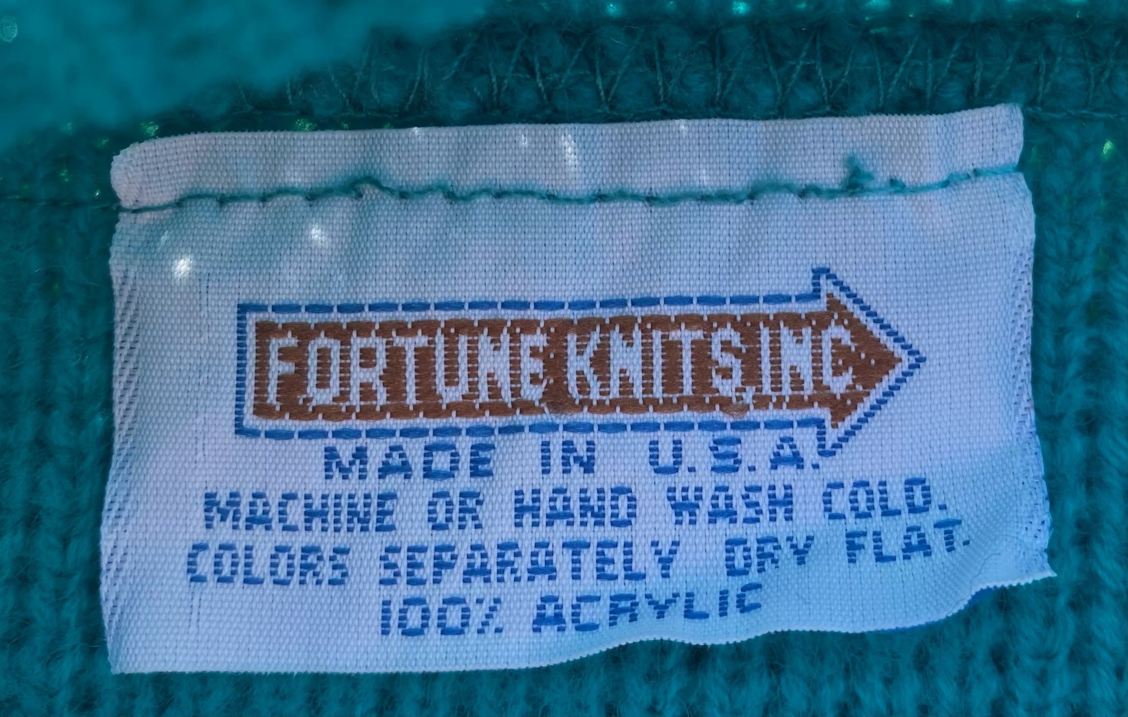 Vintage 80’s Fortune Knits Turquoise Sweater Women’s Size Medium Size M / US 6-8 / IT 42-44 - 3 Thumbnail