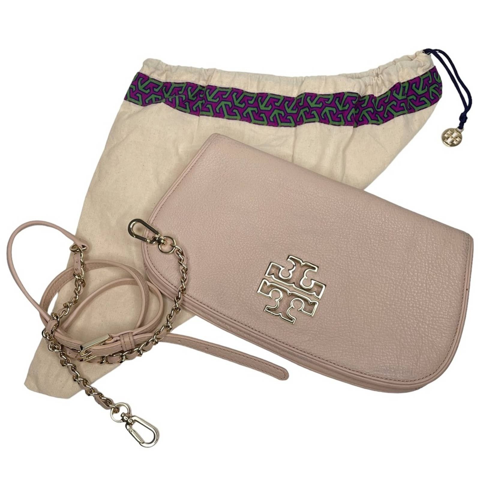 Tory Burch Britten Crossbody Bag Leather buy Convertible Clutch Nude Blush Color