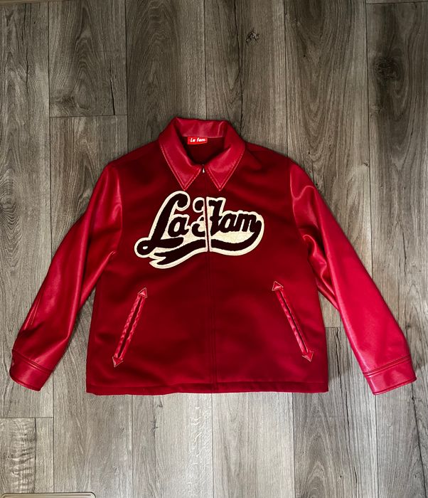 Streetwear Lafam Red leather jacket | Grailed