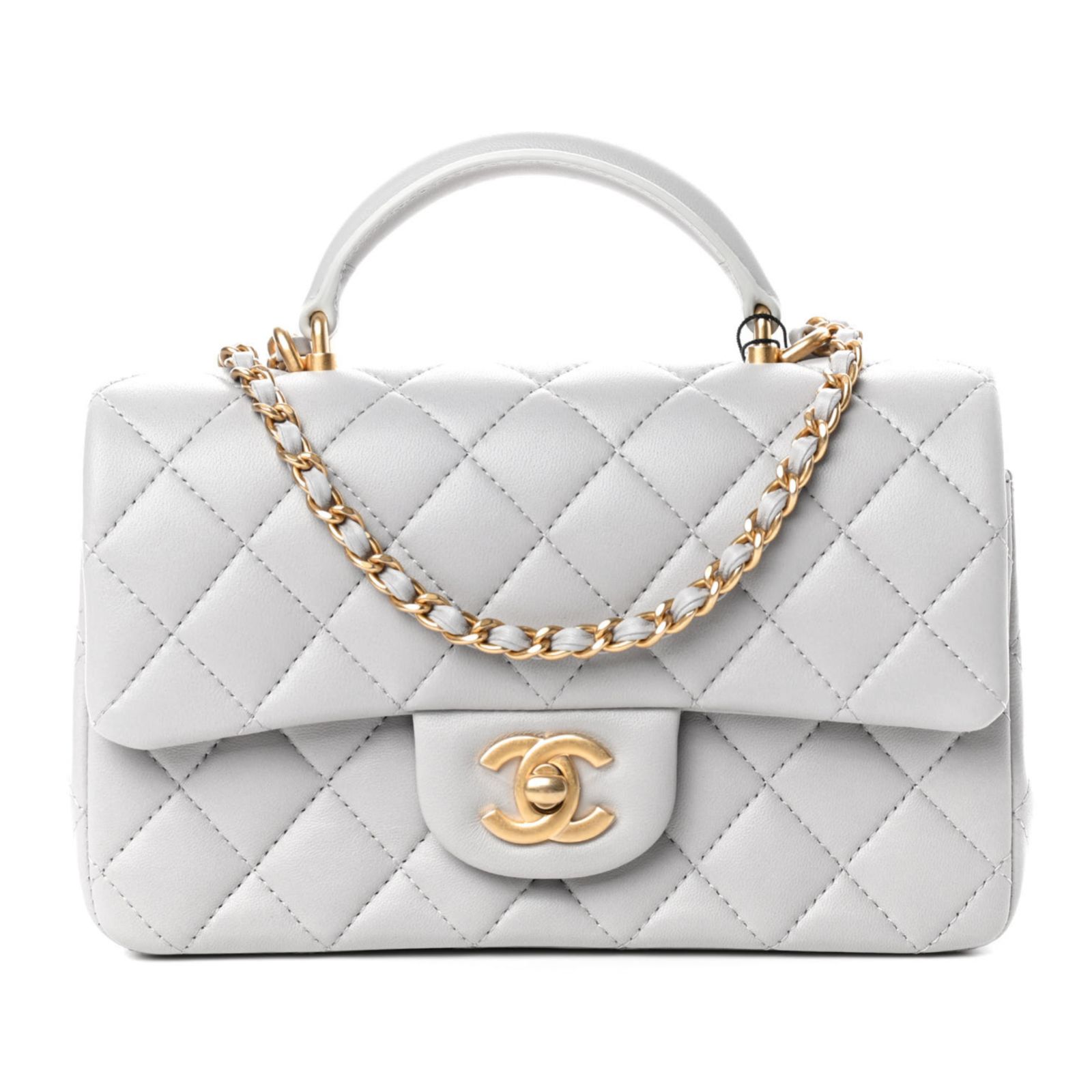 Chanel Chanel 21A Grey Lambskin Mini Flap Rectangle Top Handle Bag