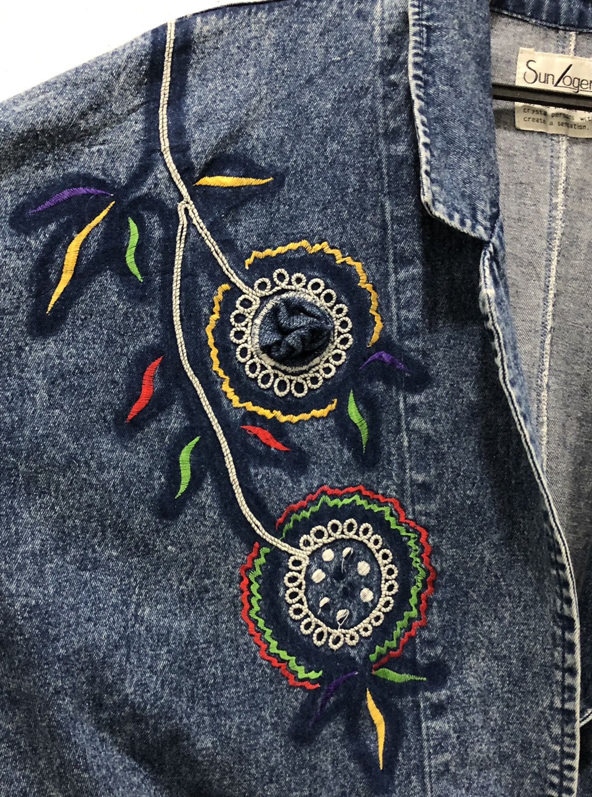 Designer × Japanese Brand Vintage Japanese Embroidered Denim Jacket by SunLoger Size M Size US M / EU 48-50 / 2 - 4 Thumbnail