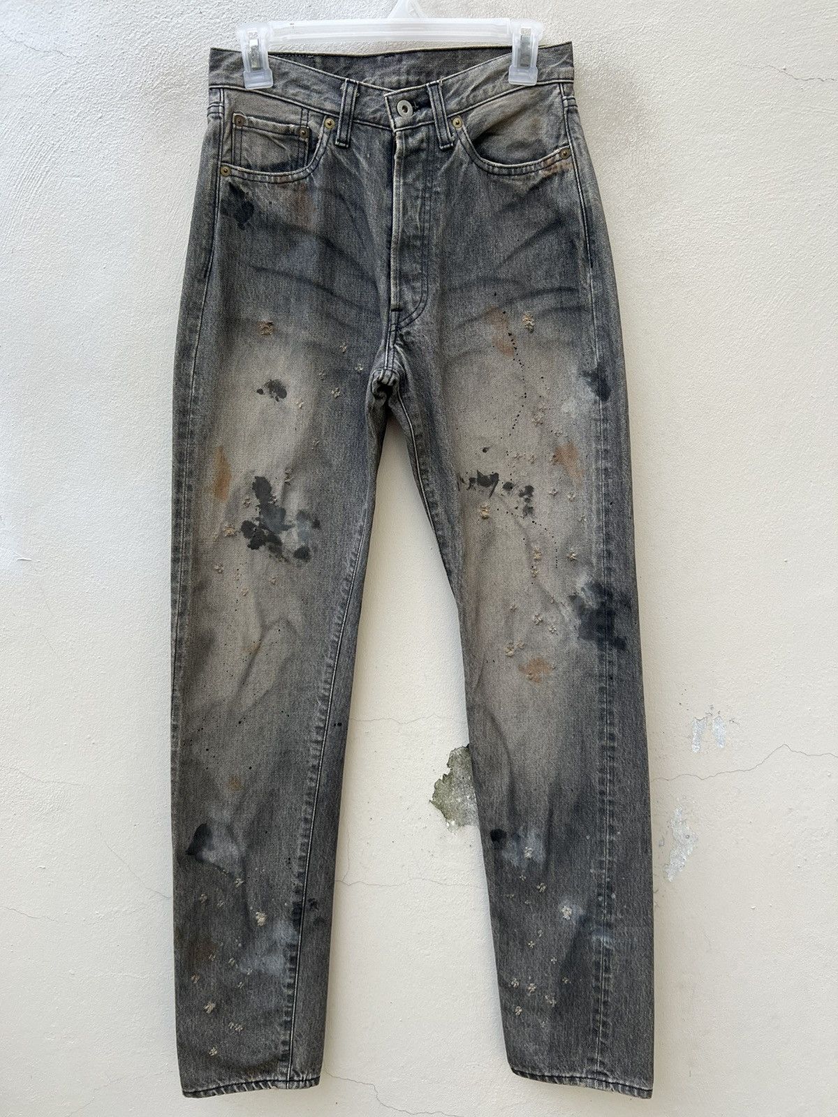 Ordinary Fits Trashed Look Ordinary Fits Fade Black Denim Selvedge Jeans Size US 28 / EU 44 - 6 Thumbnail