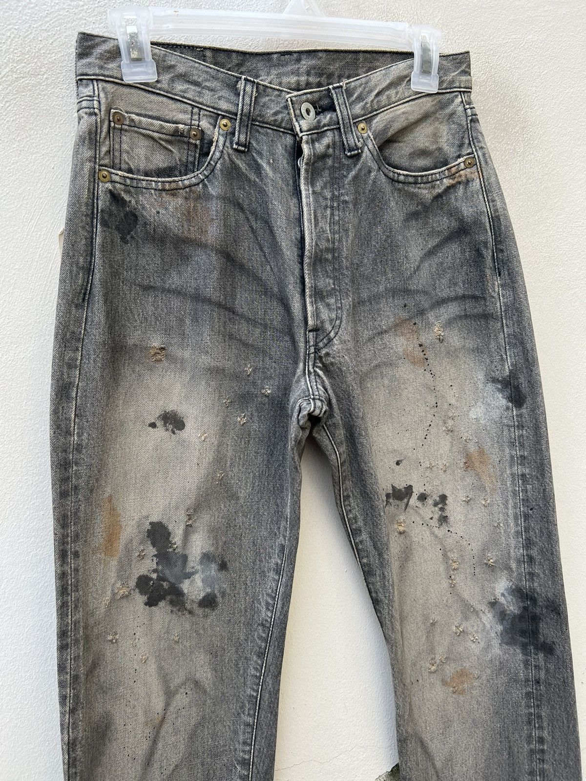 Ordinary Fits Trashed Look Ordinary Fits Fade Black Denim Selvedge Jeans Size US 28 / EU 44 - 7 Thumbnail