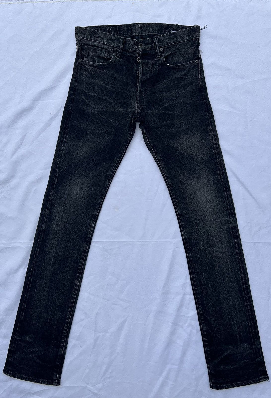KURO Faded Black KURO Japan DIAMANTE Stretch Denim Selvedge Jeans Size US 29 - 18 Thumbnail