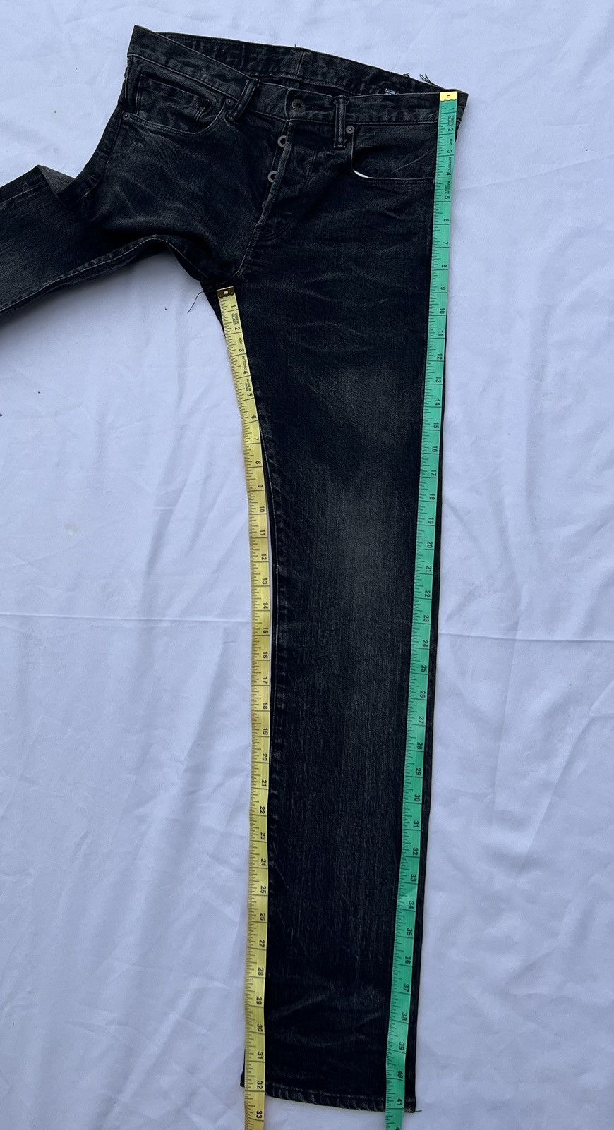 KURO Faded Black KURO Japan DIAMANTE Stretch Denim Selvedge Jeans Size US 29 - 21 Thumbnail