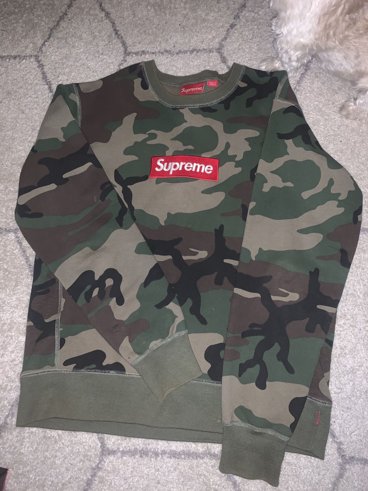 SUPREME SIZE M - SUPREME BOX LOGO GREEN CAMO CREWNECK
