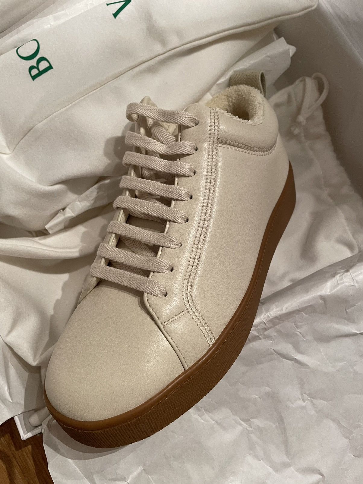 Bottega Veneta NEW 40 Off-White Beige Chunky Platform Sneakers Leather Gum Size US 7 / EU 40 - 9 Thumbnail