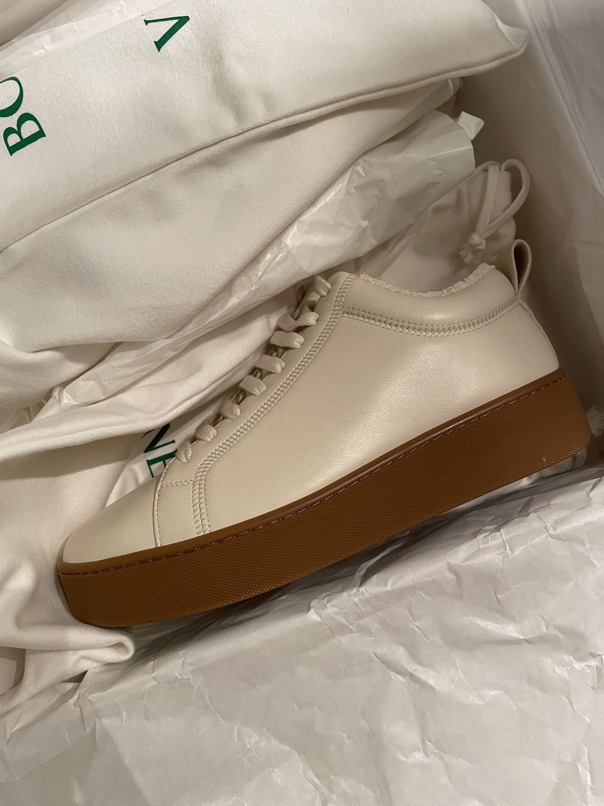 Bottega Veneta NEW 40 Off-White Beige Chunky Platform Sneakers Leather Gum Size US 7 / EU 40 - 7 Thumbnail