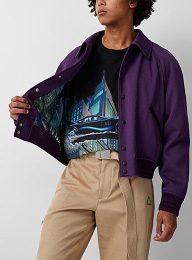 Lanvin NEW $2.2K 50 Batman Purple Souvenir Wool Coach Jacket Print Size US M / EU 48-50 / 2 - 3 Thumbnail