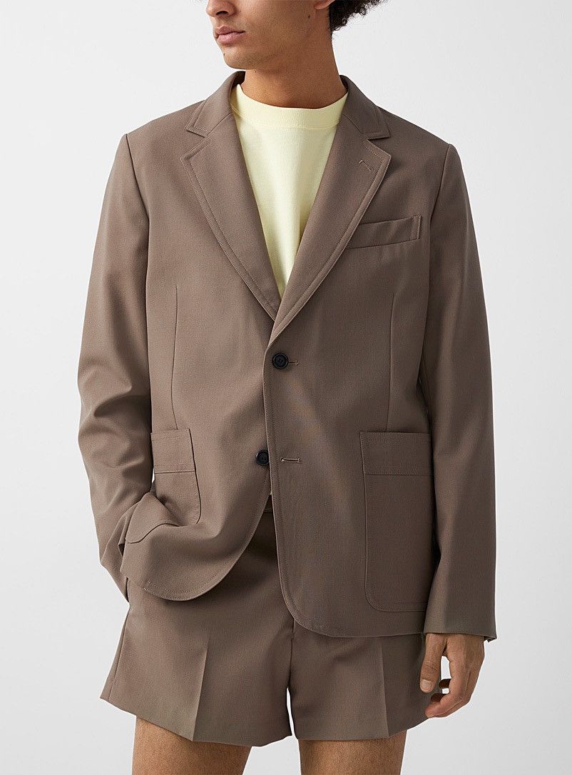 AMI NEW 50 Taupe Brown Wool Patch Pocket Blazer Jacket Size US M / EU 48-50 / 2 - 1 Thumbnail