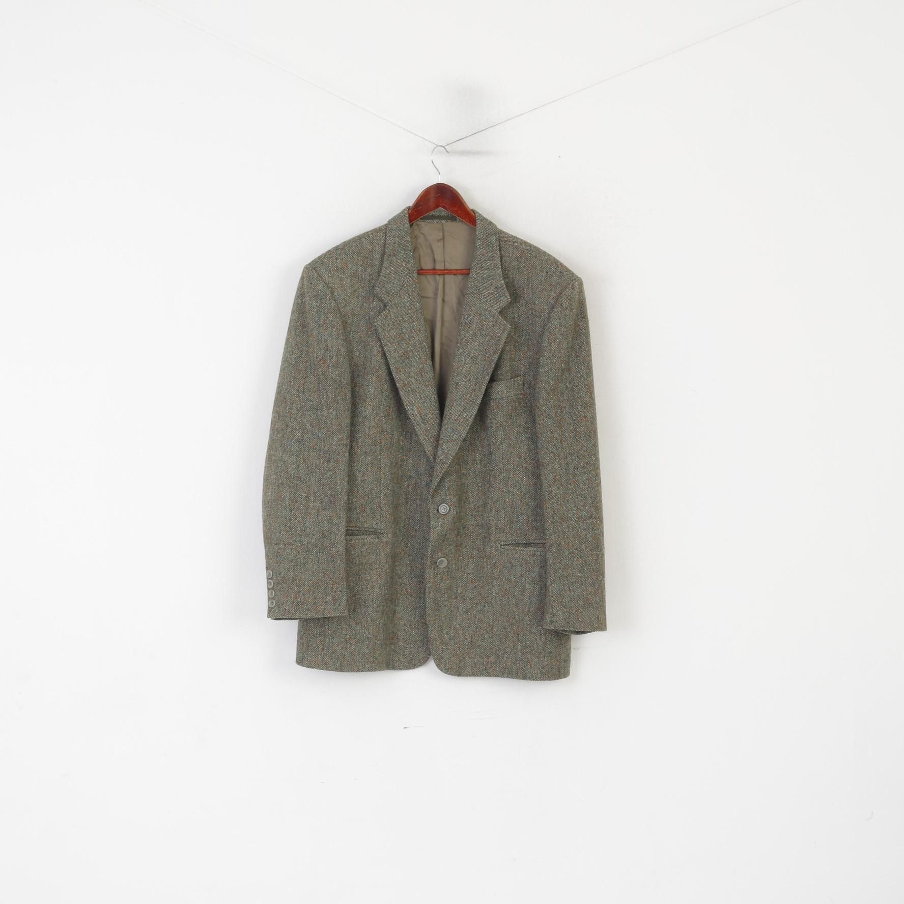 Vintage Vintage Men 42 Blazer Green Tweed 100% Wool 1690 Size 42R - 2 Thumbnail