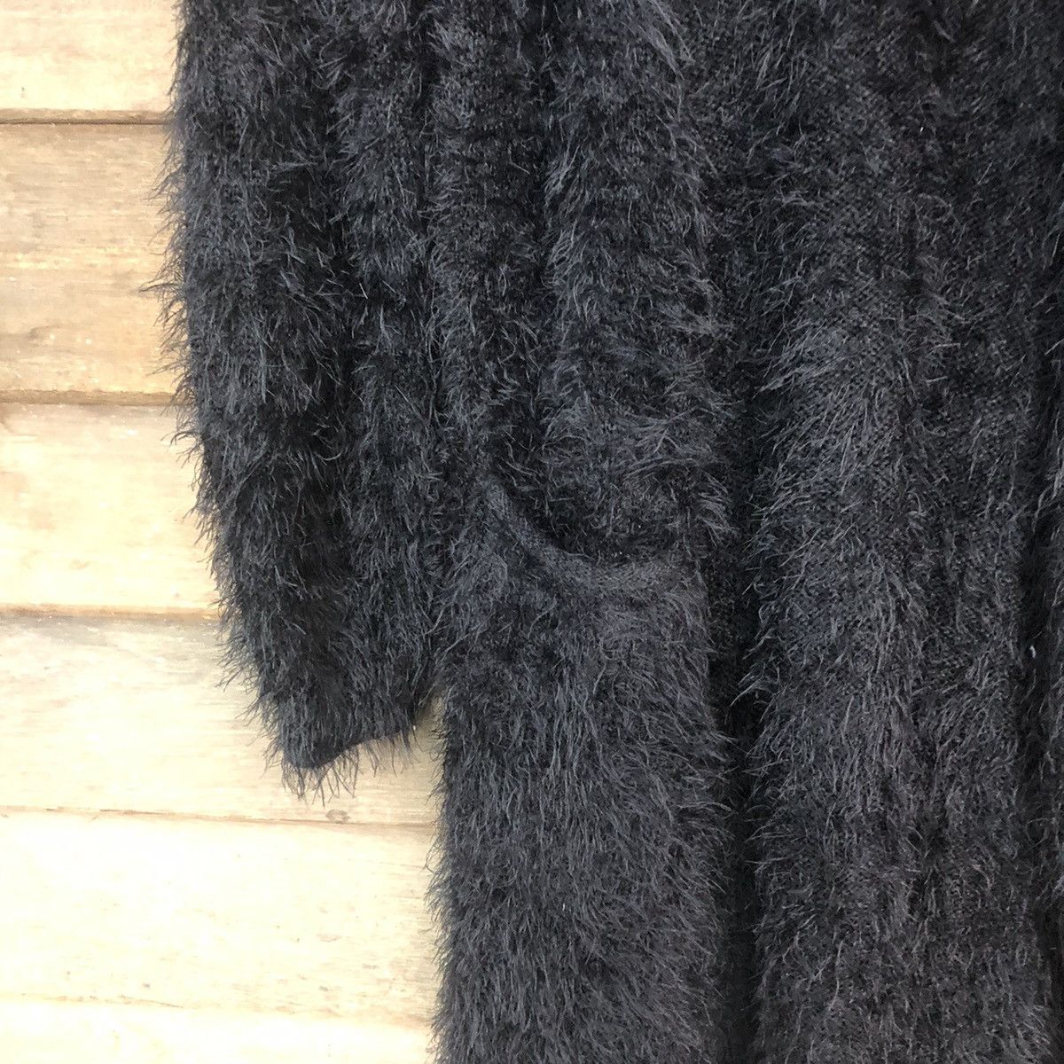 Aran Isles Knitwear × Homespun Knitwear × Japanese Brand Khalita Black Long Mohair Knitwear #786 Size L / US 10 / IT 46 - 4 Thumbnail