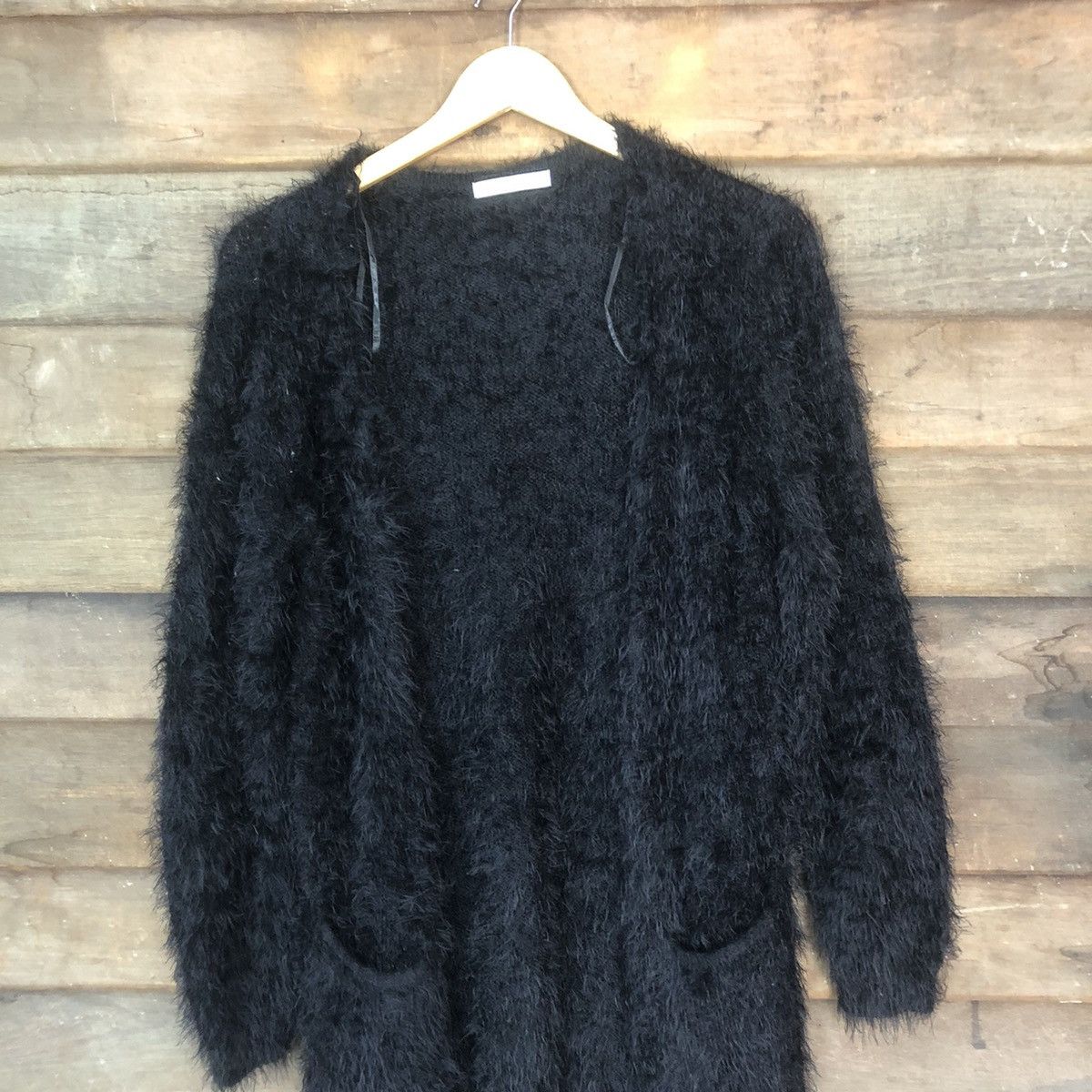 Aran Isles Knitwear × Homespun Knitwear × Japanese Brand Khalita Black Long Mohair Knitwear #786 Size L / US 10 / IT 46 - 2 Thumbnail