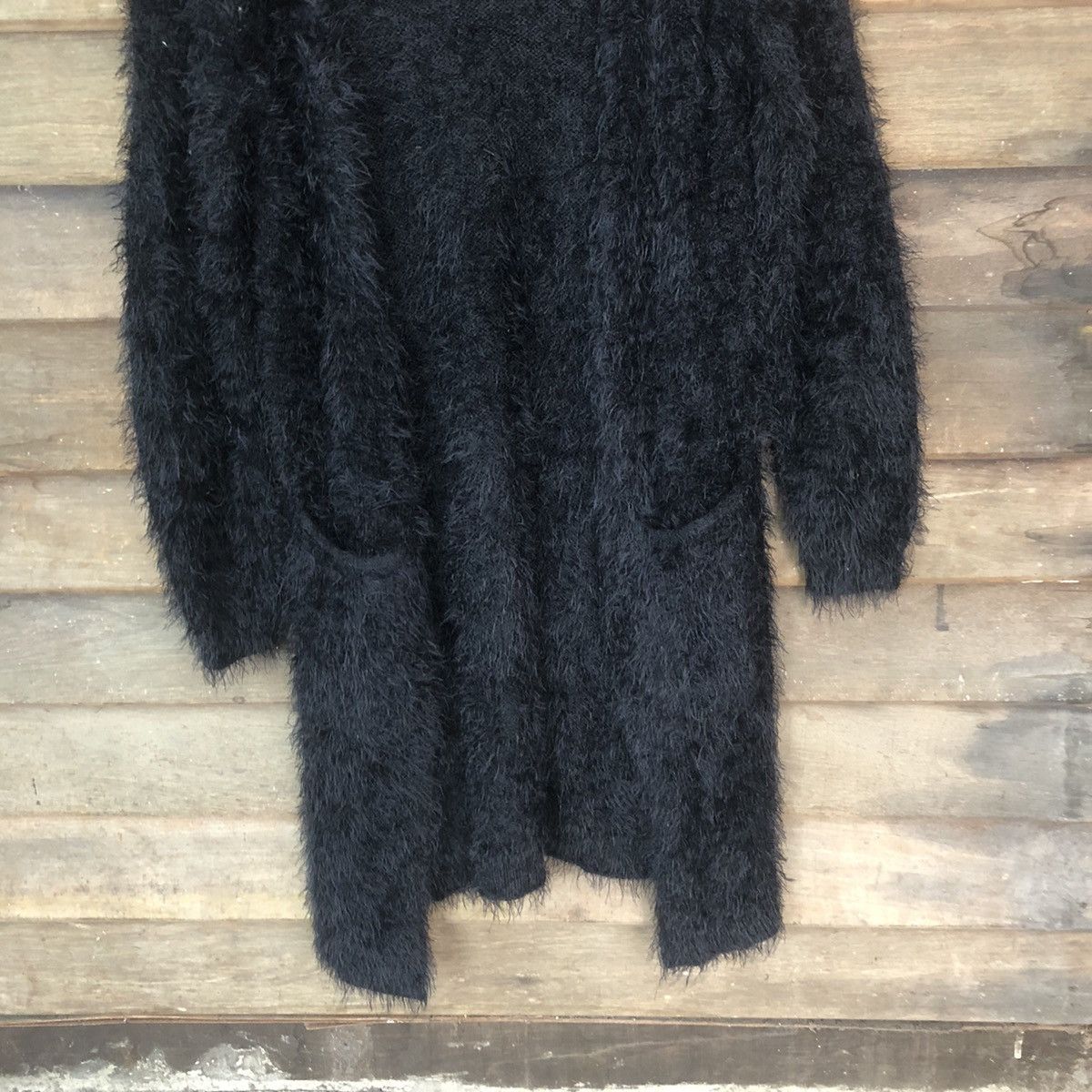 Aran Isles Knitwear × Homespun Knitwear × Japanese Brand Khalita Black Long Mohair Knitwear #786 Size L / US 10 / IT 46 - 3 Thumbnail