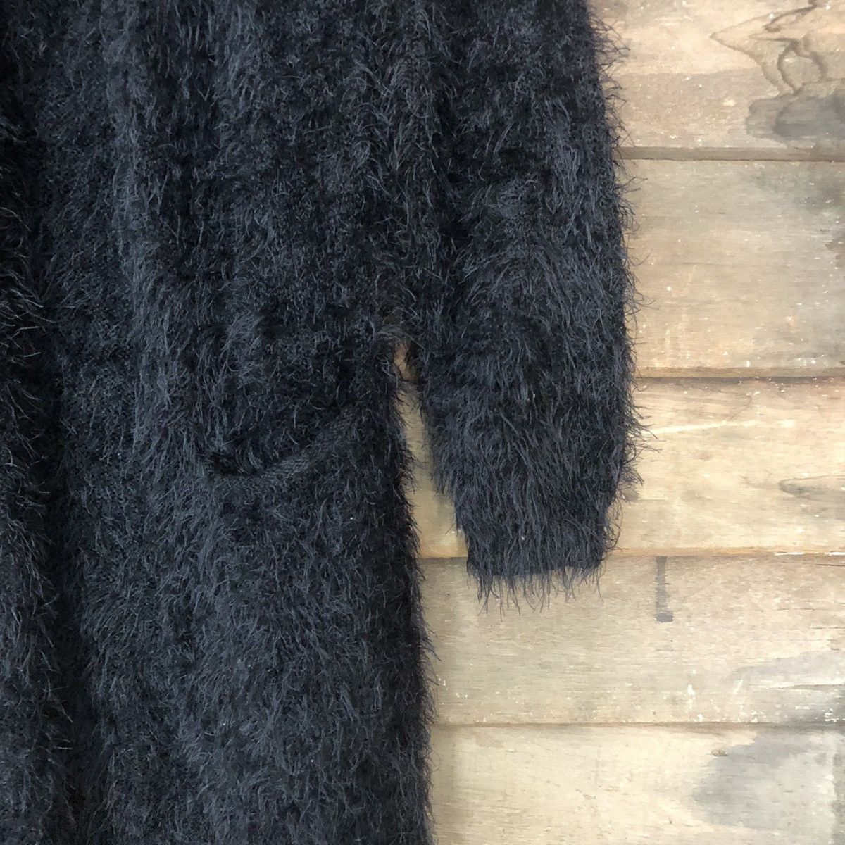 Aran Isles Knitwear × Homespun Knitwear × Japanese Brand Khalita Black Long Mohair Knitwear #786 Size L / US 10 / IT 46 - 5 Thumbnail