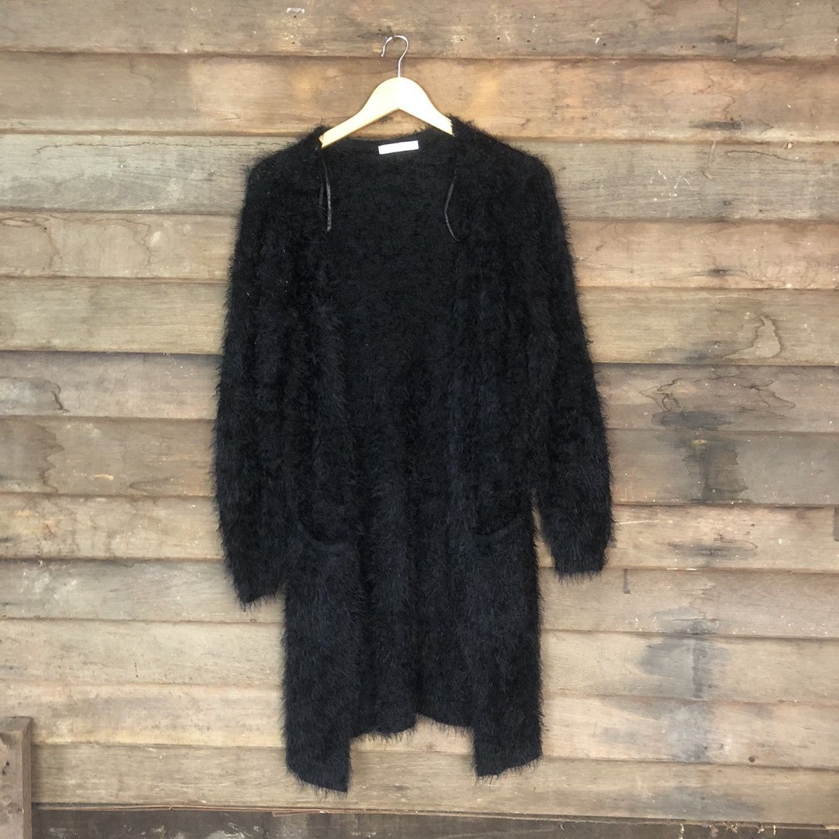Aran Isles Knitwear × Homespun Knitwear × Japanese Brand Khalita Black Long Mohair Knitwear #786 Size L / US 10 / IT 46 - 1 Thumbnail