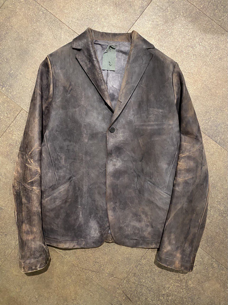 A1923 Brown And Gray Tight Leather Jacket | Grailed
