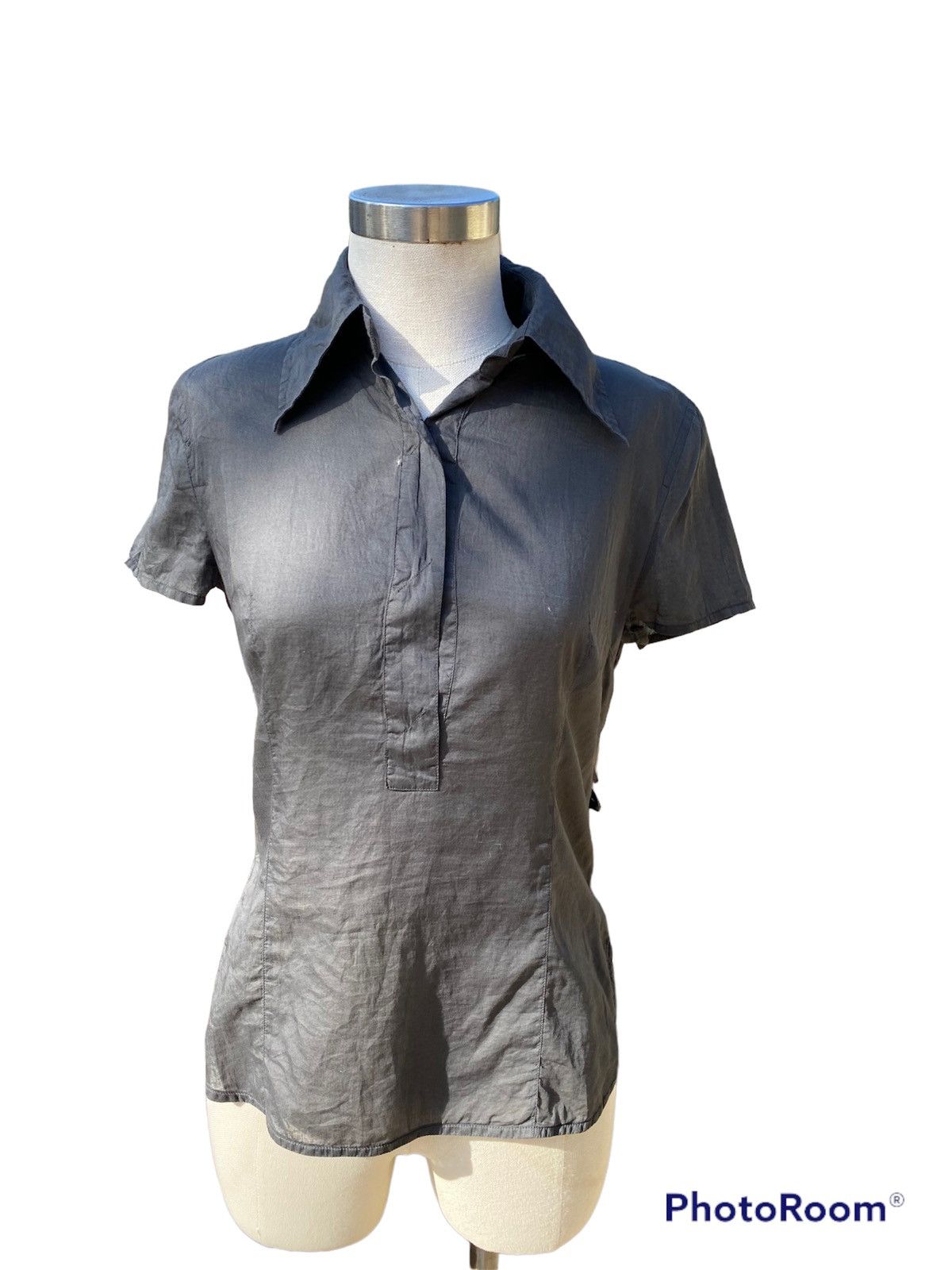 image of Costume National x Vintage Half Button Top in Dark Grey, Women's (Size Medium)