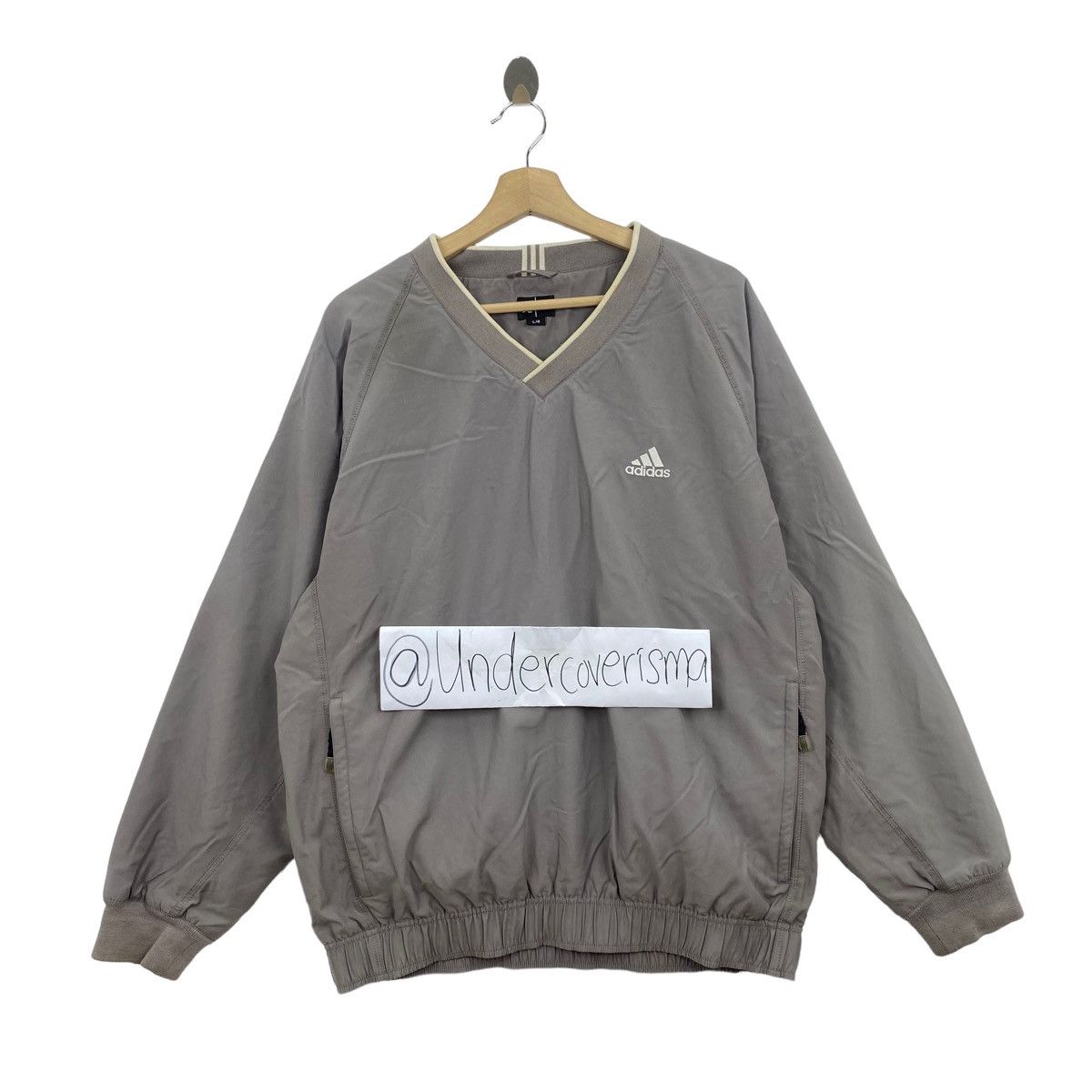 Adidas Vintage ADIDAS Logo Print V-neck Grey Fleece Sweatshirt Size US XL / EU 56 / 4 - 1 Thumbnail