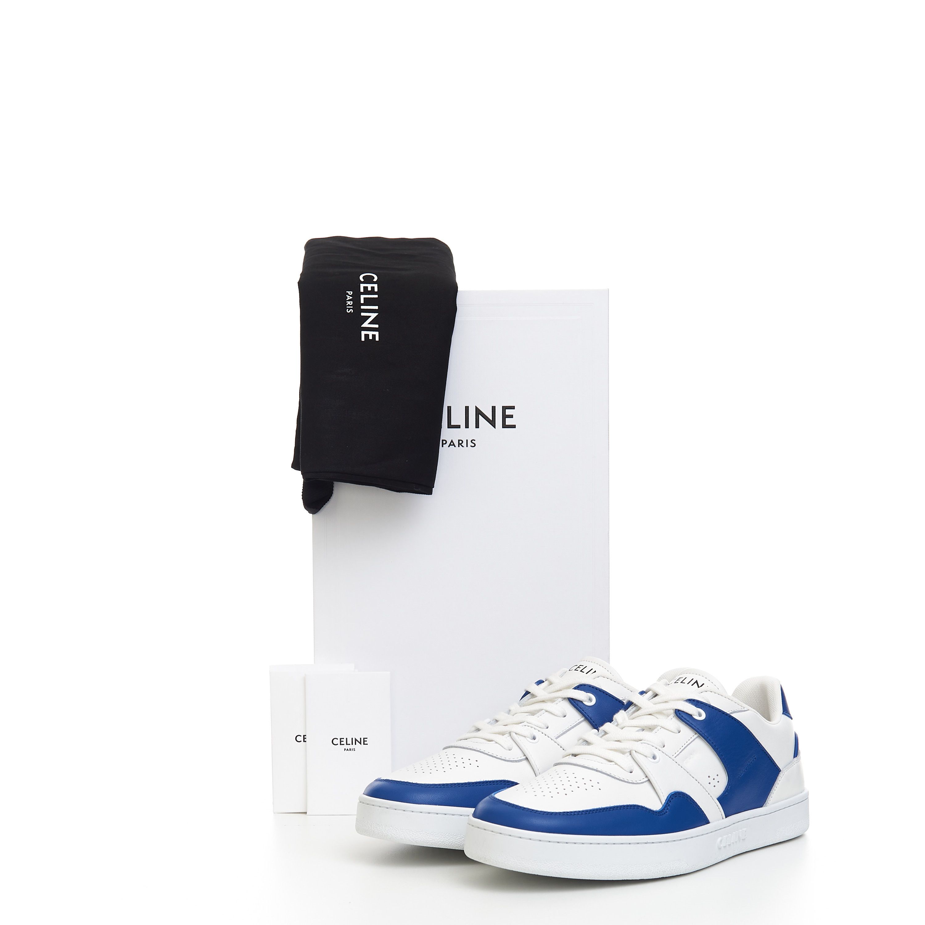 Celine CT-04 Low Lace-up Sneaker In Optic White & Blue Calfskin Size US 11 / EU 44 - 12 Thumbnail