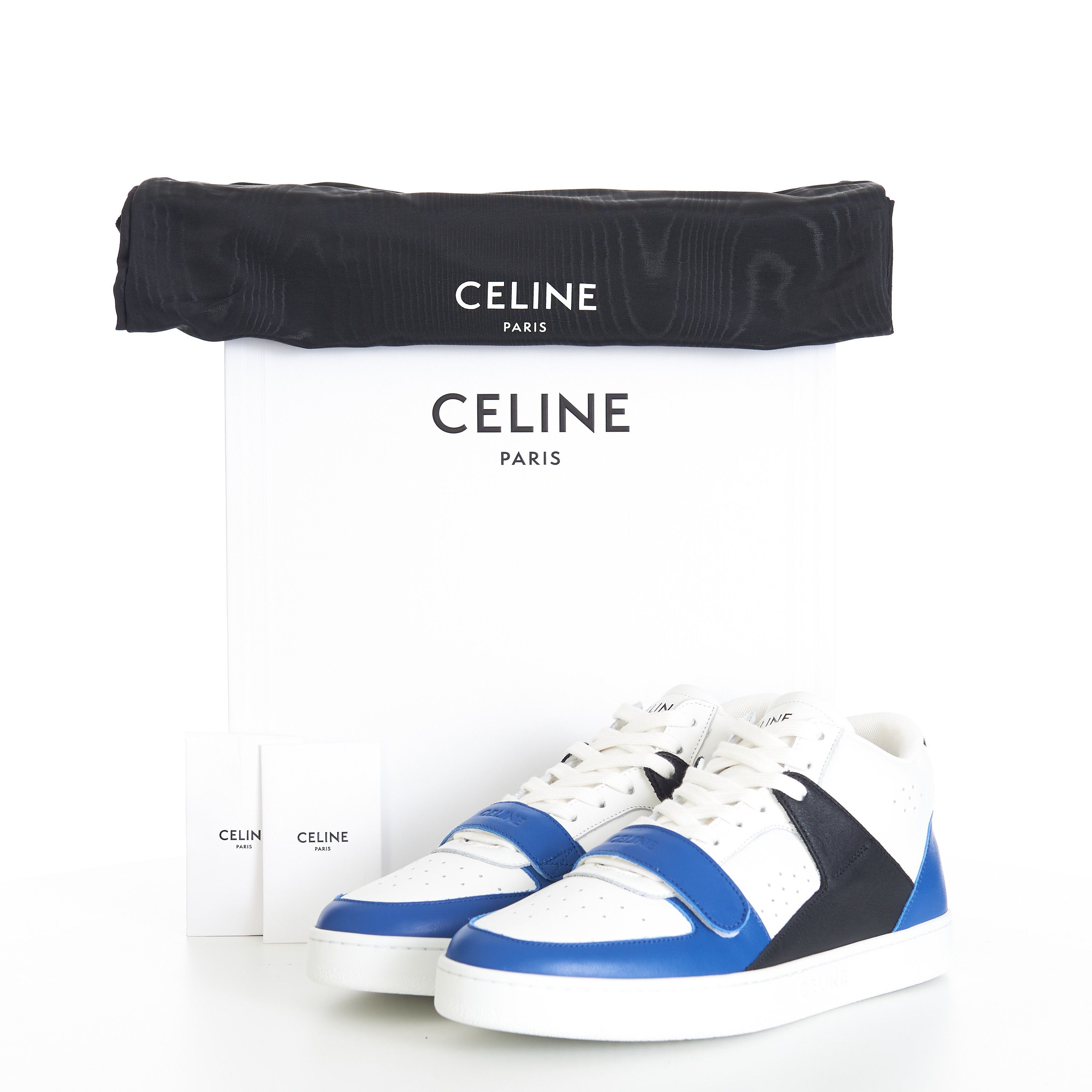Celine CT-02 Mid Sneaker Scratch In Optic White & Blue