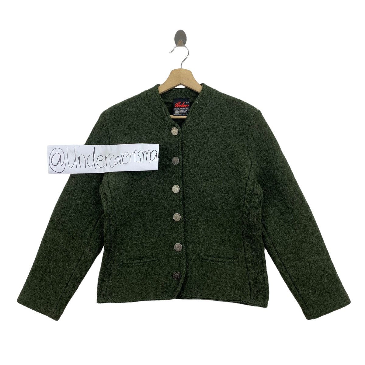Vintage Vintage ARBEP STRICKMODEN Button Up Green Wool Coat Jacket Size S / US 4 / IT 40 - 1 Thumbnail