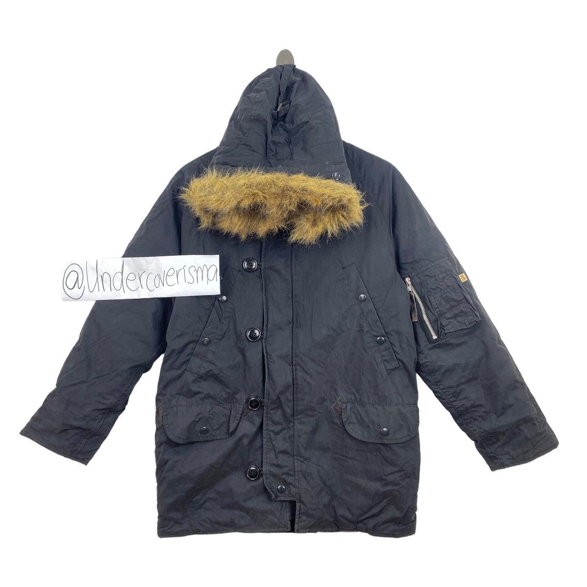 Vintage ALPHA INDUSTRIES USA Furred Hood Quilted Navy Parka
