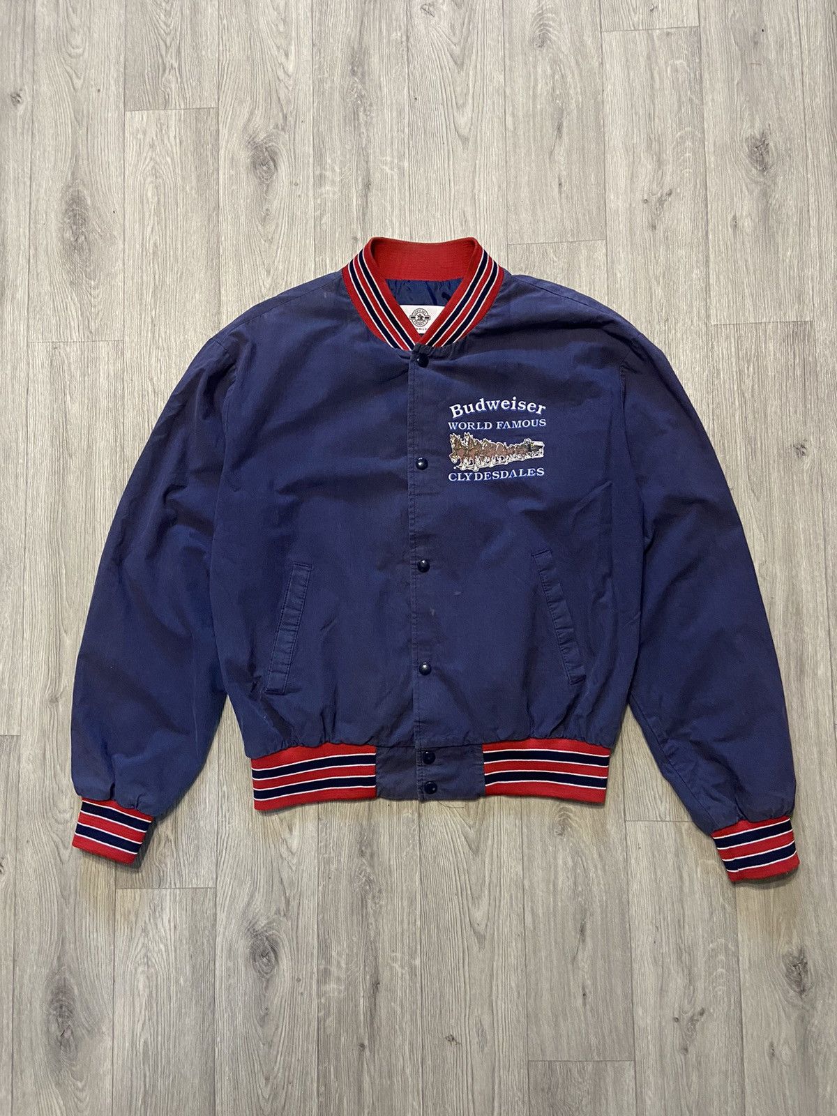 Budweiser Vintage Budweiser Clydesdales Bomber Jacket 80s Snap Up Size US XL / EU 56 / 4 - 2 Thumbnail