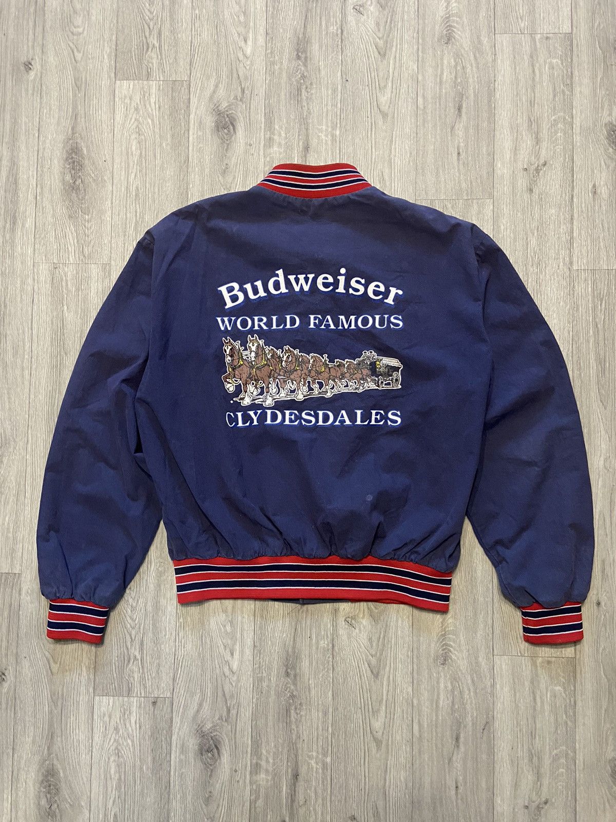 Budweiser Vintage Budweiser Clydesdales Bomber Jacket 80s Snap Up Size US XL / EU 56 / 4 - 1 Thumbnail