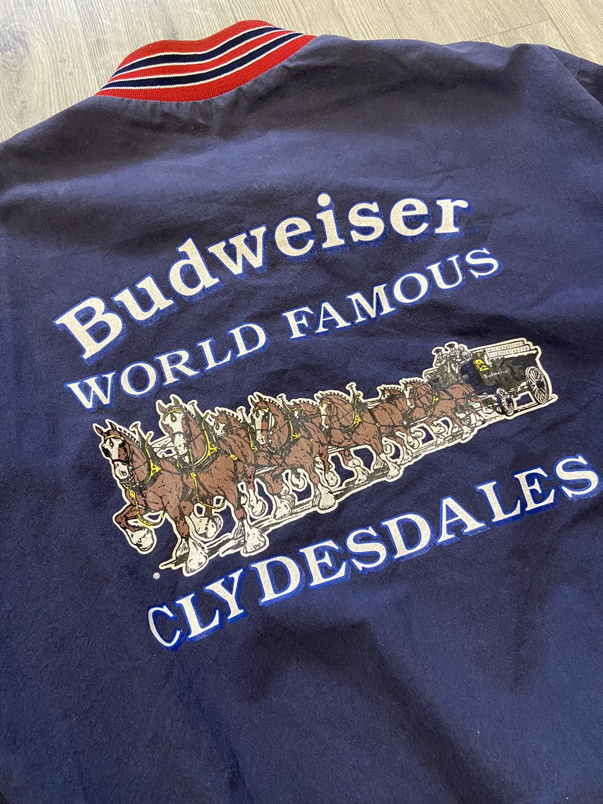 Budweiser Vintage Budweiser Clydesdales Bomber Jacket 80s Snap Up Size US XL / EU 56 / 4 - 3 Thumbnail