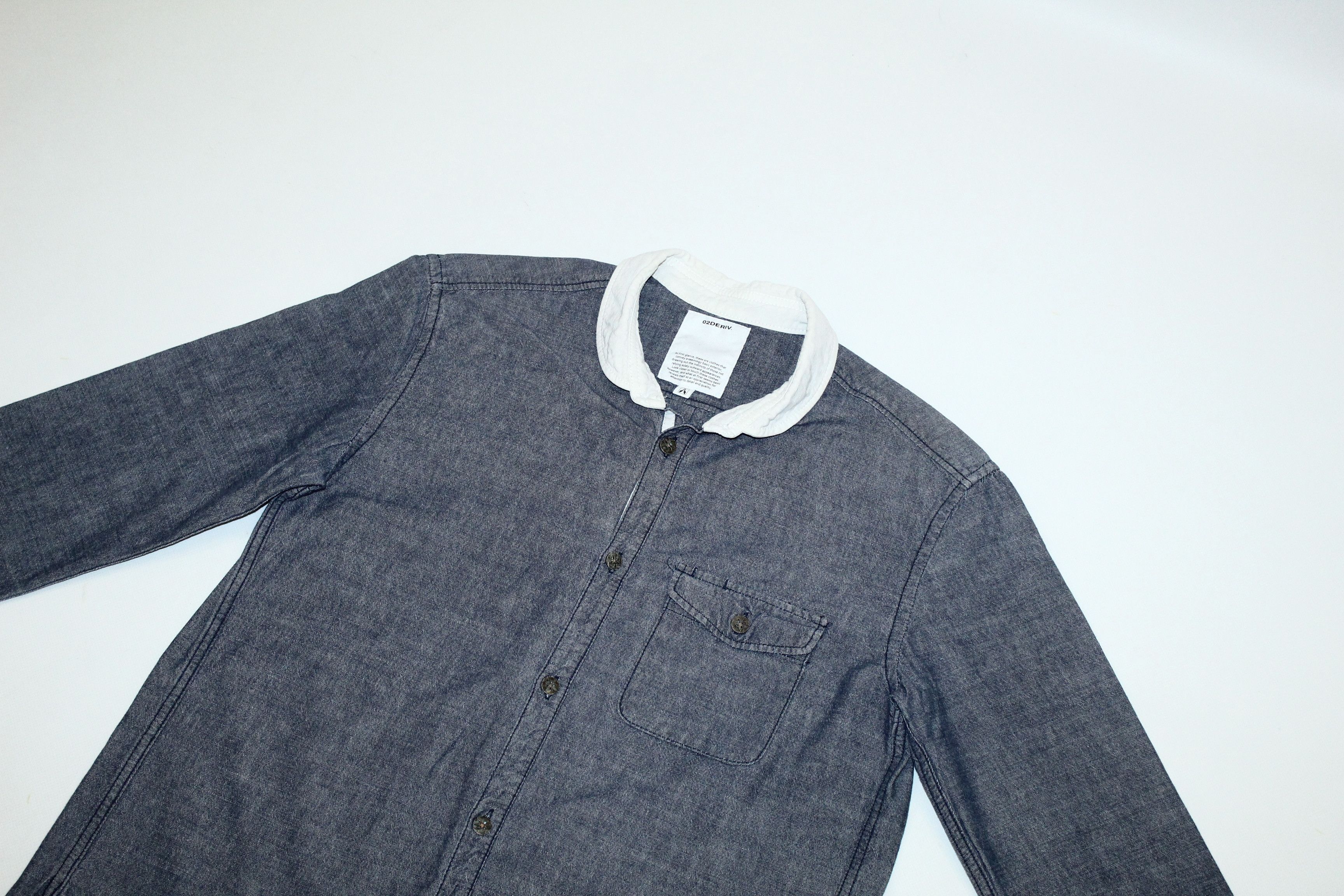 02DERIV. 02deriv. grandad collar chambray cotton casual shirt Size US M / EU 48-50 / 2 - 3 Thumbnail