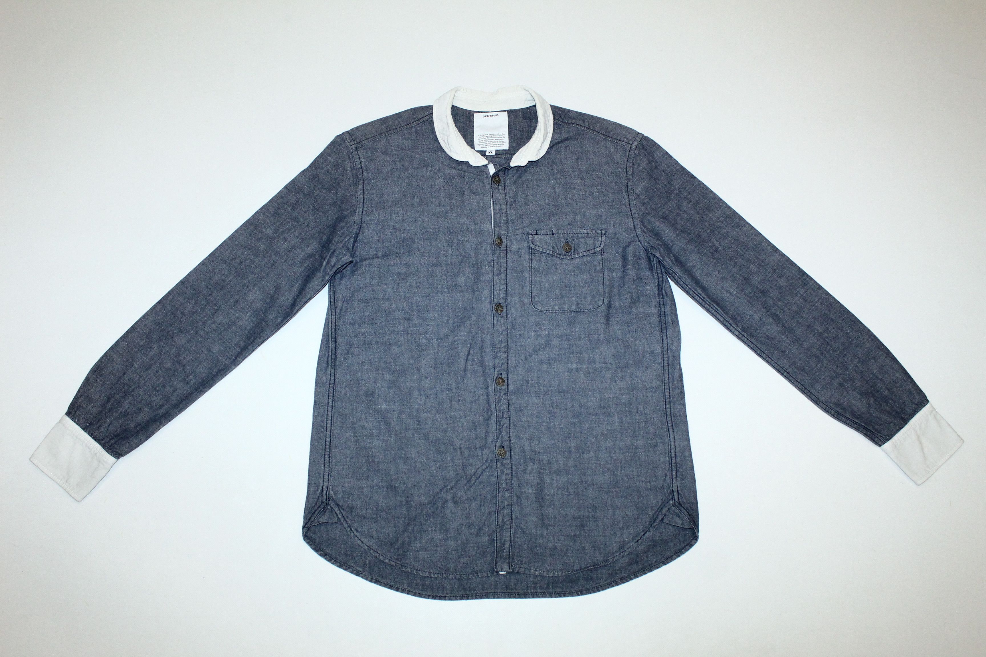 02DERIV. 02deriv. grandad collar chambray cotton casual shirt Size US M / EU 48-50 / 2 - 2 Thumbnail