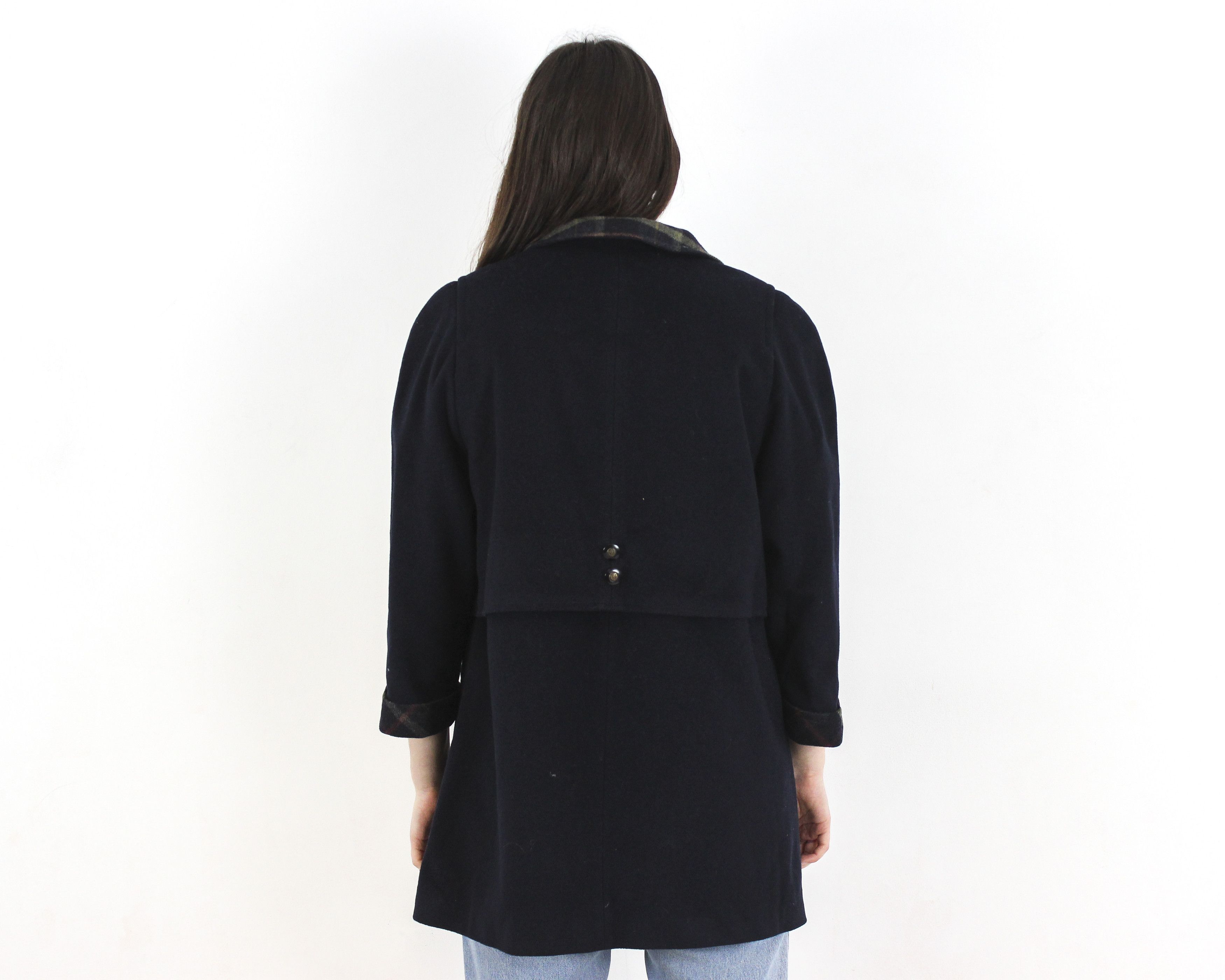 Vintage ALPACCA LODEN Sixth Sense Wool Car Over Coat Jacket Navy Size L / US 10 / IT 46 - 6 Thumbnail