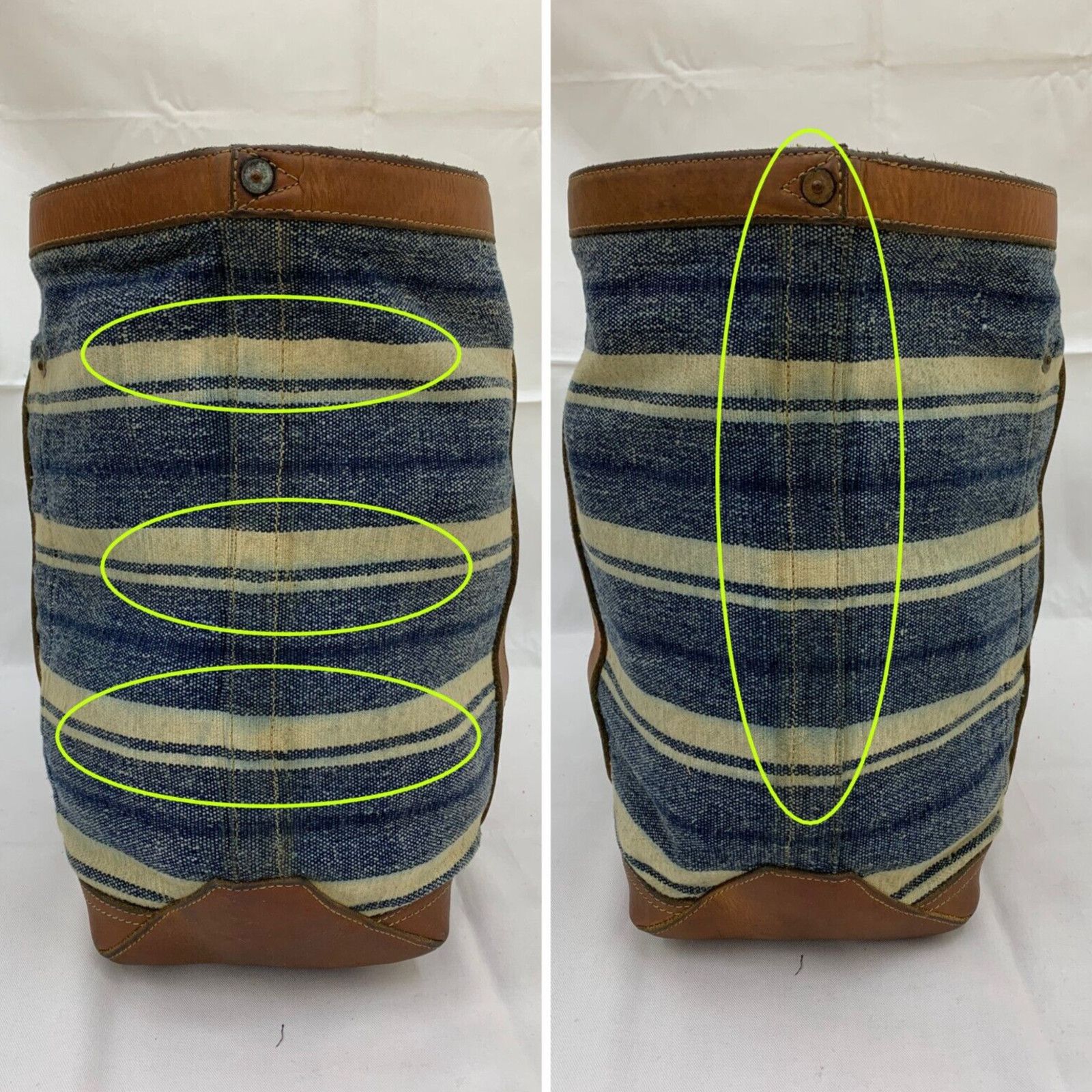 Double RL Canvas Leather Tote Murphy Indigo Striped Tote Bag