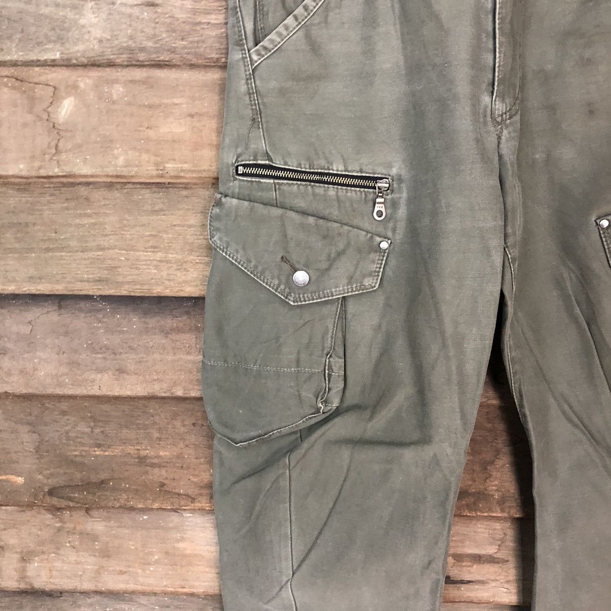 Japanese Brand Xebec twist multipocket utility Grey Cargo Pants #4618 Size US 33 - 6 Thumbnail